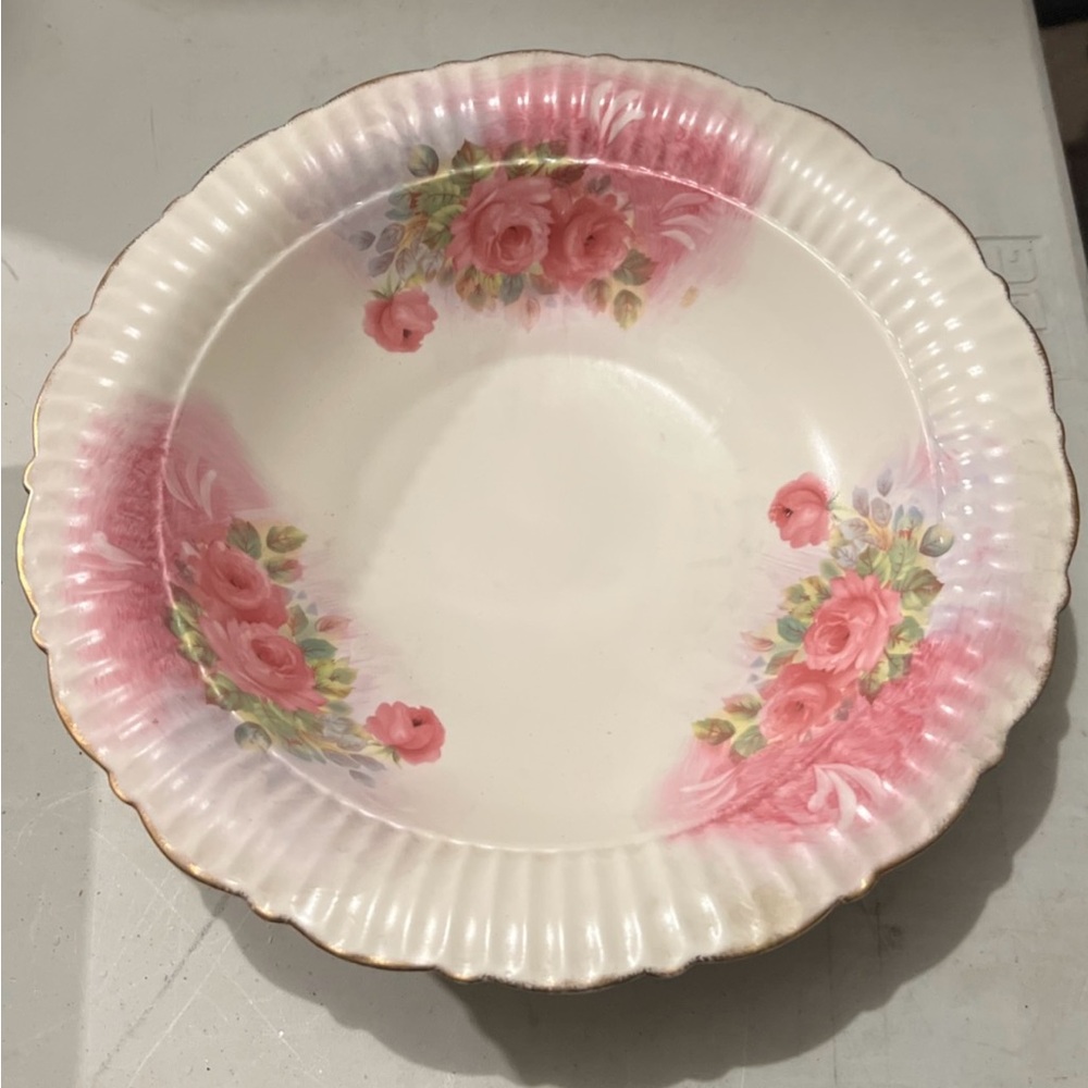 Godinger Pink and White Floral Bowl